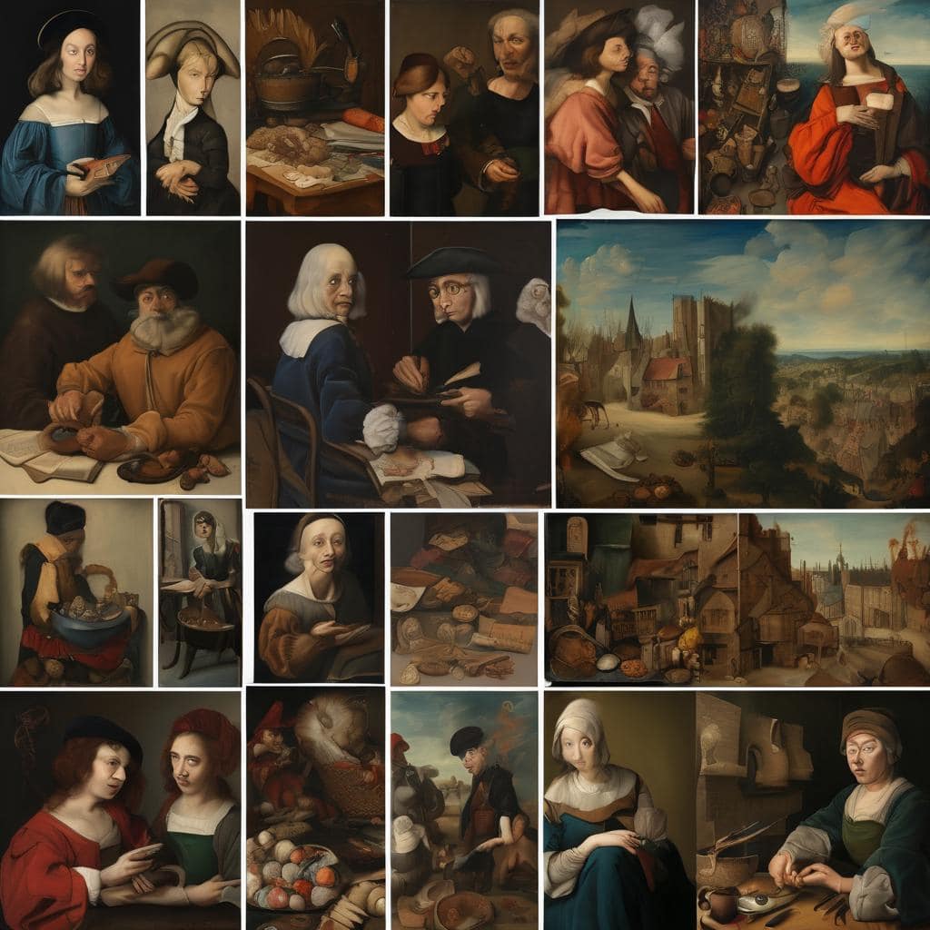 Μωρούδες σε στυλ οπτικής σιωπής του κενού χώρου, έργα ζωγραφικής με μεσαιωνική και μπαρόκ αισθητική.